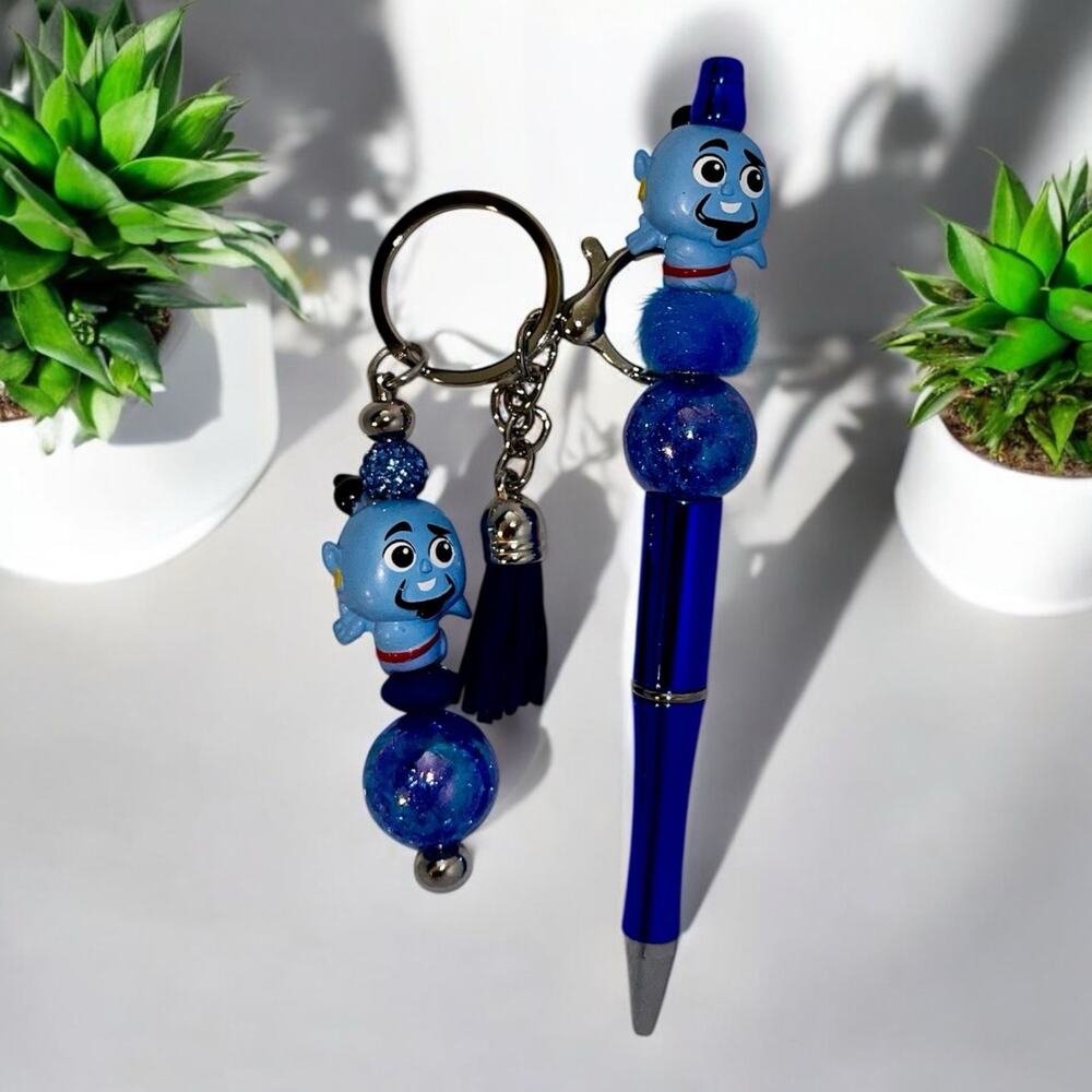 Genie Handmade Beaded Ballpoint Pen & Matching Keychain